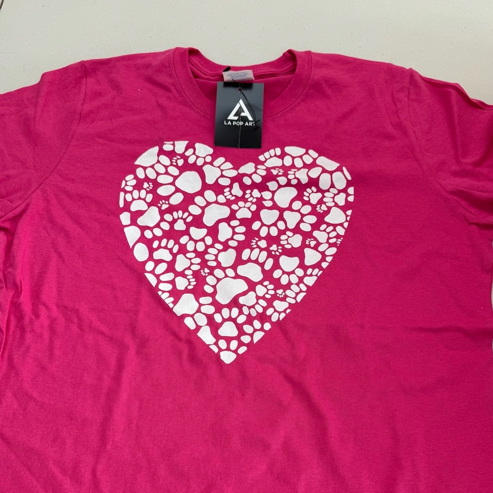 LA Pop Art Pink Heart Graphic Women's Tee - Picture 2 of 2